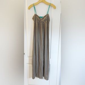 Roxy Maxi Chevron Dress with Rouch Front